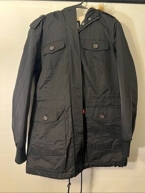 Levi's Black Military Field Parka with Hood for Women